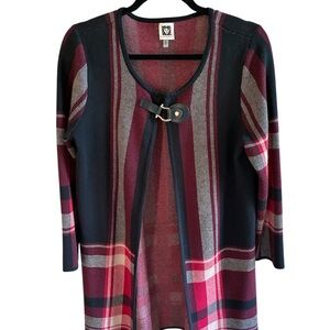Anne Klein plaid boho cardigan duster